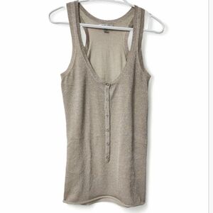 Dream Society silk / lurex knit champaign shimmer racer back tank top shirt